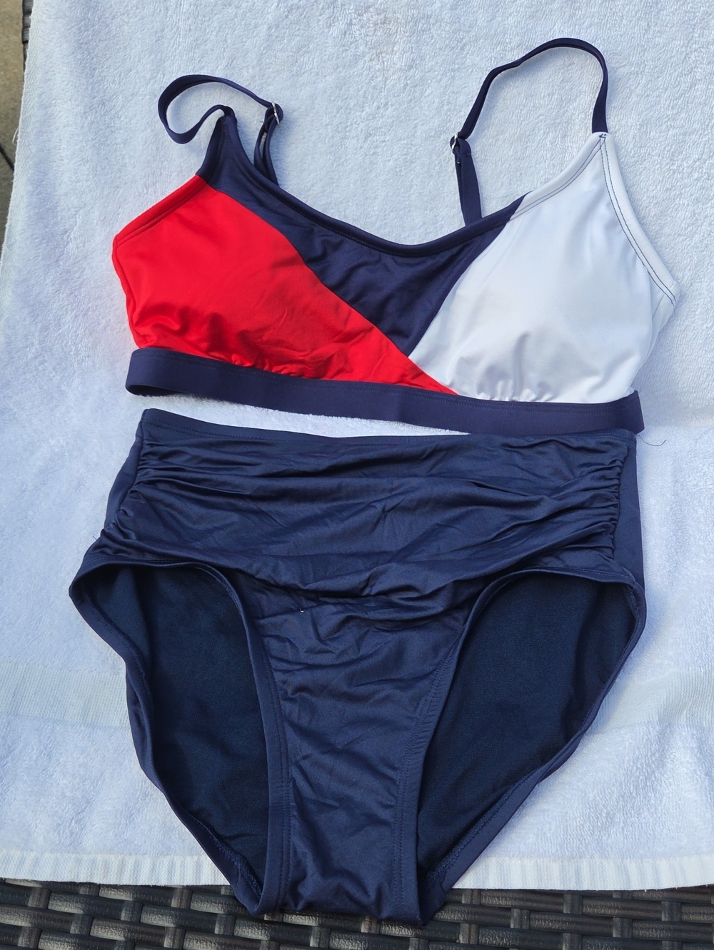 Colorblock Navy, Red & White Women's Bikini Set